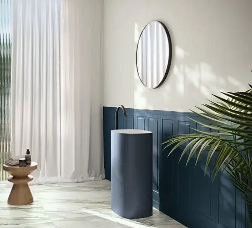 TOURS EAU: Lino textil azul suave